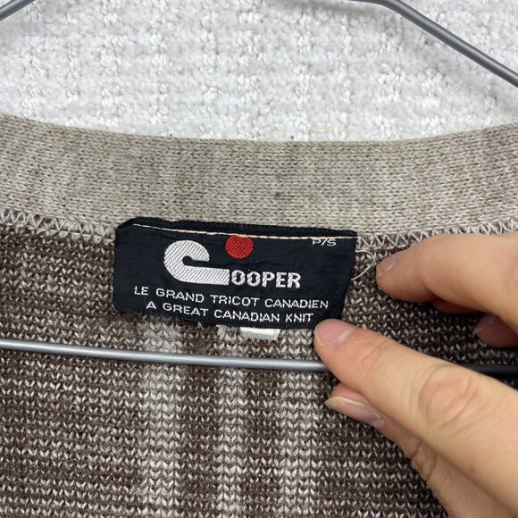 VTG Cooper Wool Blend Cardigan Brown Color block Men S Grandpa 90s Canada Made - Picture 6 of 15